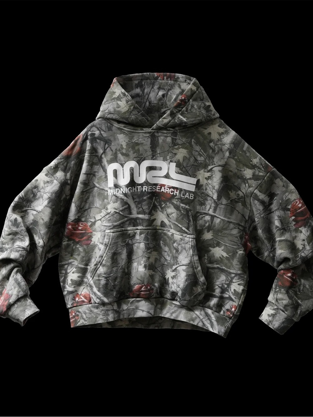 MRL Camouflage Rose pull over Hoodie - Gray/Green